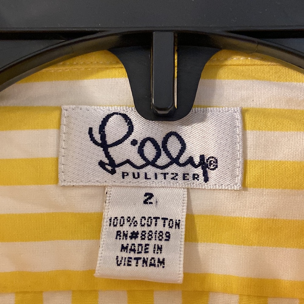 Lilly Pulitzer Vintage Unique Shirt size 2 excellent condition yellow and white - Picture 3 of 12